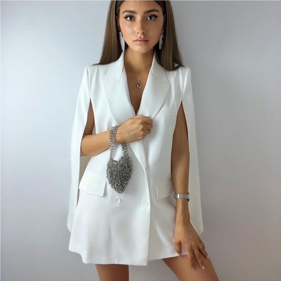 Zara Jackets & Coats Zara White Blazer With Cape Poshmark